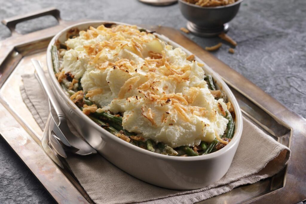 Mashed Potato Topped Green Bean Casserole