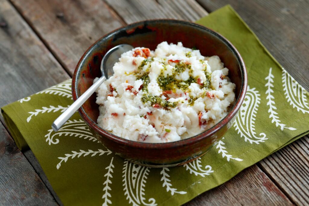 Sun Dried Tomato and Pesto Mashed Potatoes