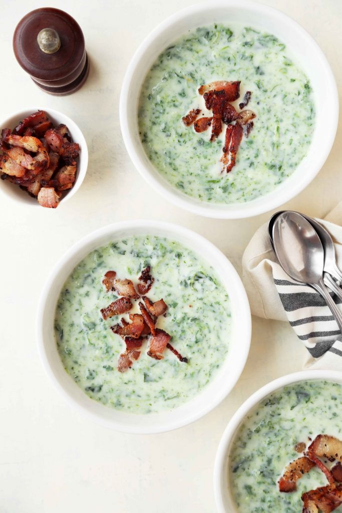 Roasted Garlic Potato Spinach Soup