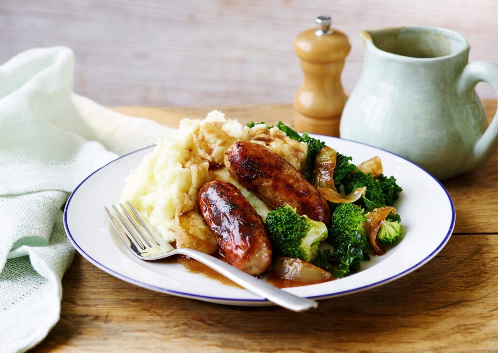 Bangers and Mash are a British classic but this one comes with a fruity twist.